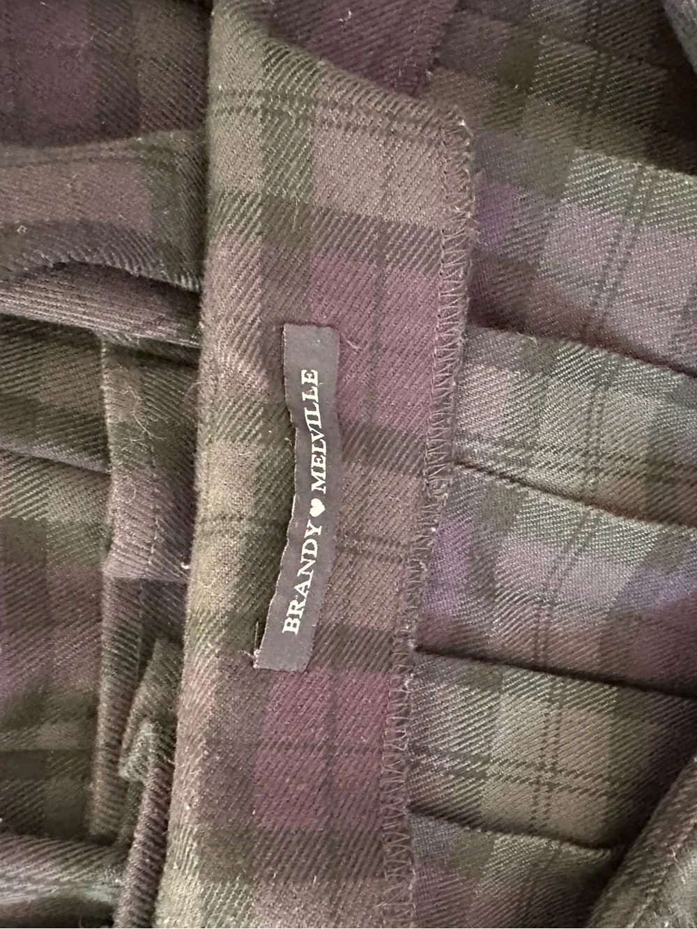 Brandy Melville box pleat skirt navy/ green plaid one size Cotton